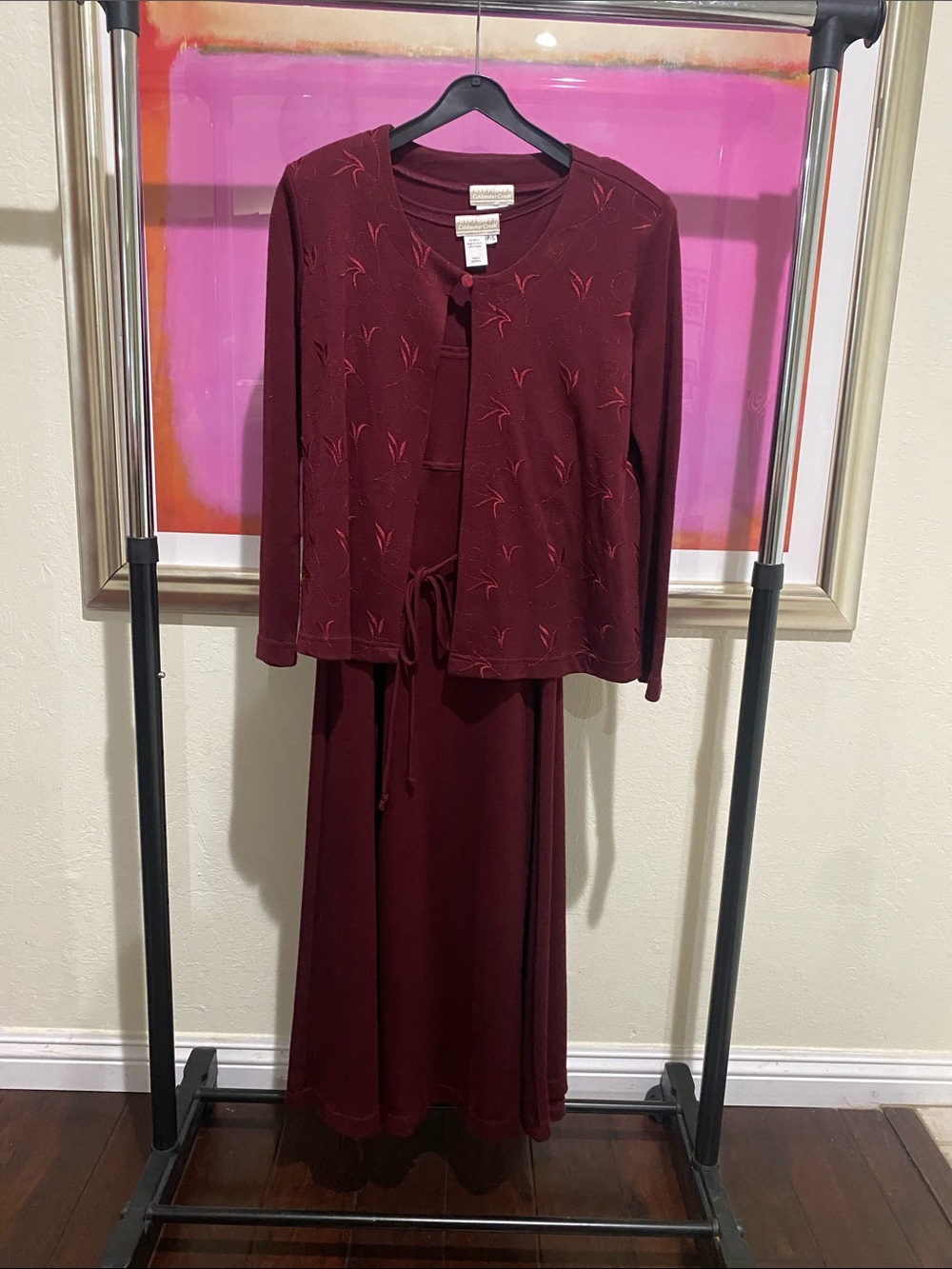 Coldwater Creek Burgundy Knit Dress Set